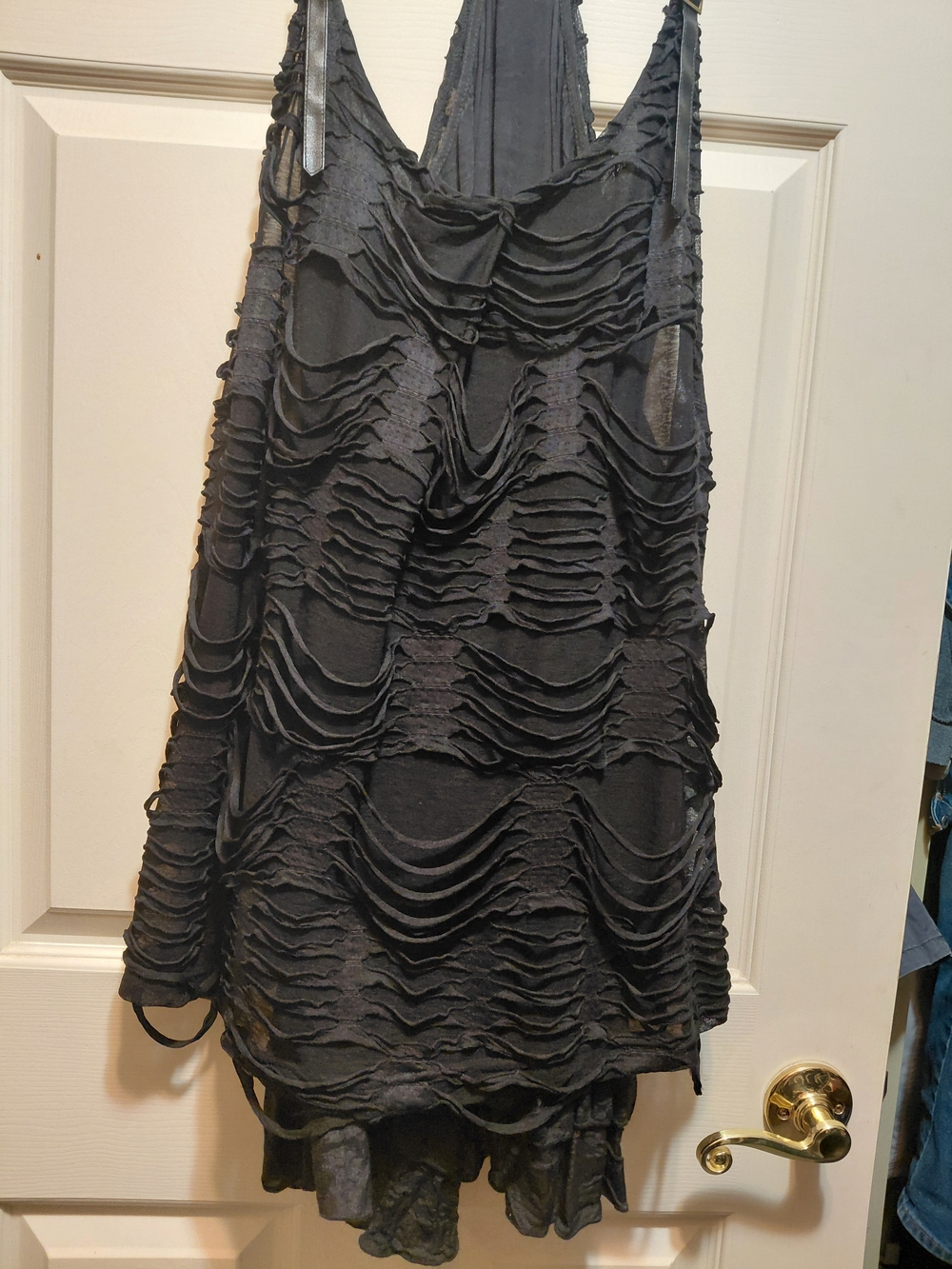 Blue Bird Black Layered Ruffle Racerback Tunic